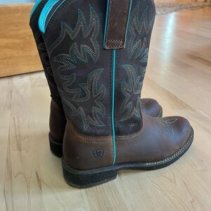 Ariat Dark Brown Boots with Turquoise Accents
